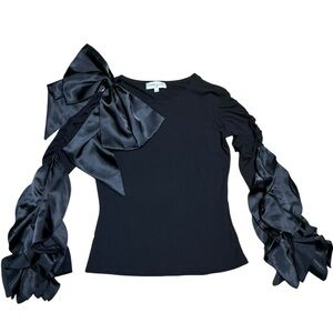 Cottonade, Rare!! Petal Sleeves Large Shoulder Bow Top